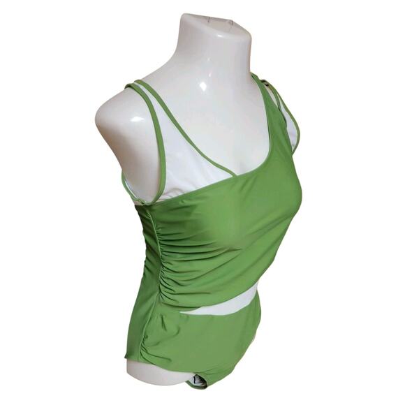 Catherine Malandrino Women's XL Plus Size Asymmetrical Mesh One-Piece Swimsuit - Picture 3 of 5